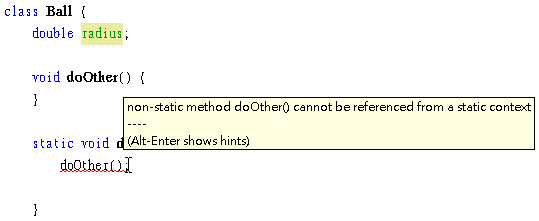 static方法中不能用非static方法成員